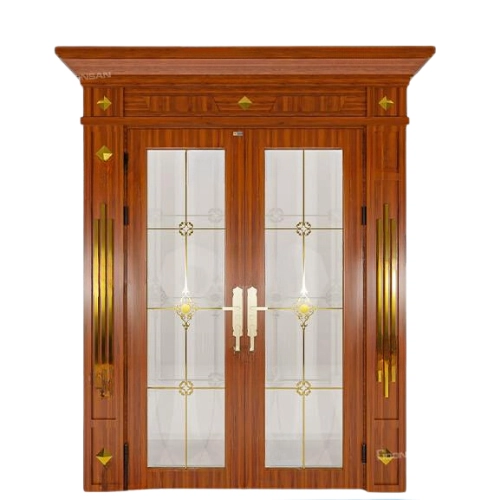 Cửa nhôm vân gỗ 2 cánh kính NTP