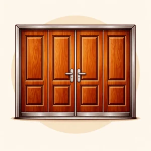 Cửa Thép Vân Gỗ 4 Cánh